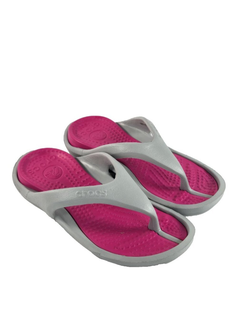 Crocs Flip Flops Gray Pink Womens Size 6